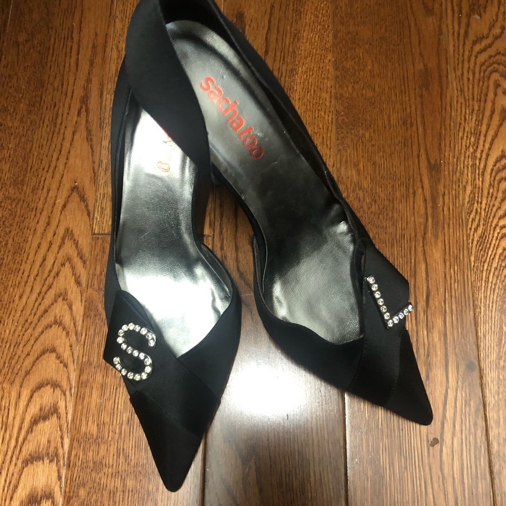 Black formal satin shoes size 6-1/2